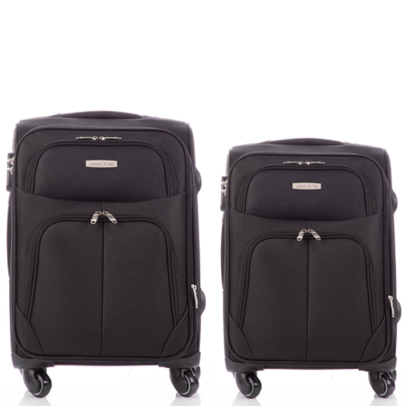 LEONARDO DA VINCI 2 db-os bőrönd szett fekete színben 6101 2 Set Black