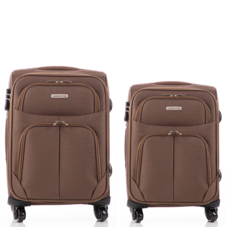 LEONARDO DA VINCI 2 db-os bőrönd szett camel színben 6101 2 Set Camel