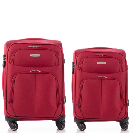 LEONARDO DA VINCI 2 db-os bőrönd szett bordó színben 6101 2 Set Bordo