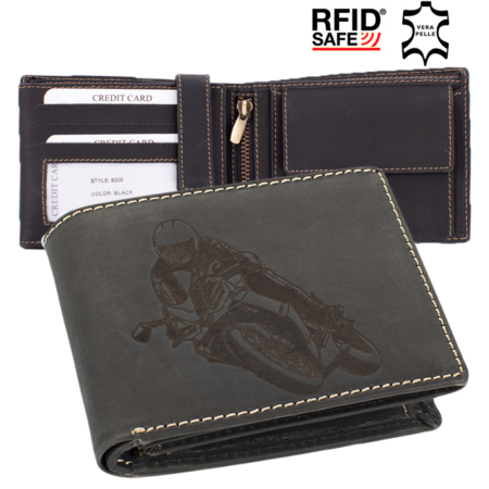 GIULIO valódi bivaly bőr motoros férfi pénztárca díszdobozban RFID rendszerrel 