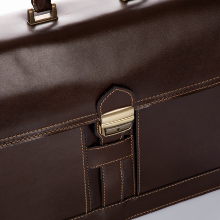 Maxmoda Valódi bőr aktatáska 3 részes sötétbarna színben
