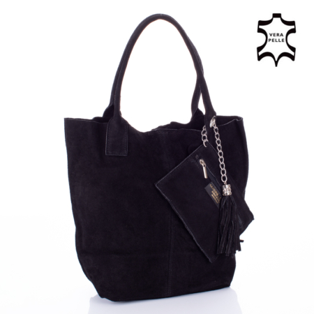 Valódi velúrbőr női táska S6813 Black