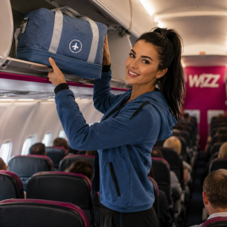 Utazótáska/hátizsák Wizzair méretű fedélzeti táska 40 x 30 x 20 cm kék színben