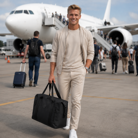 Bőrönd méretű fekete utazótáska/sporttáska 55x40x22 WizzAir elsőbbségi méret