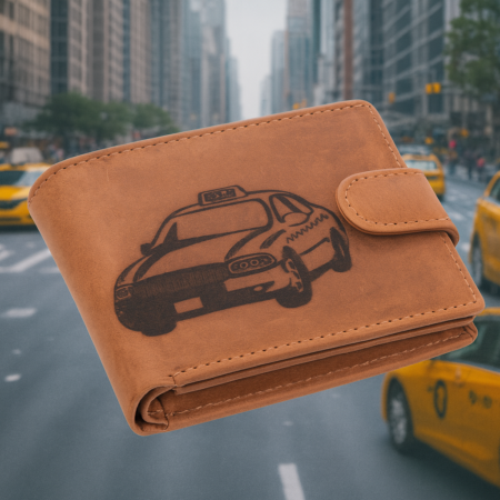 Valódi bőr férfi pénztárca taxis mintával RFID rendszerrel