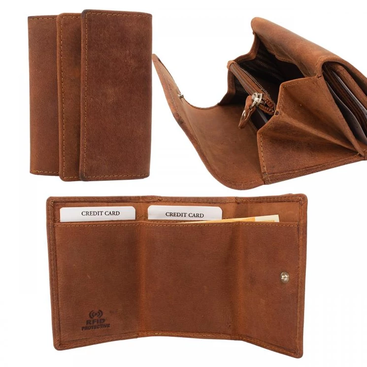 Kisméretű bivalybőr pénztárca RFID védelemmel