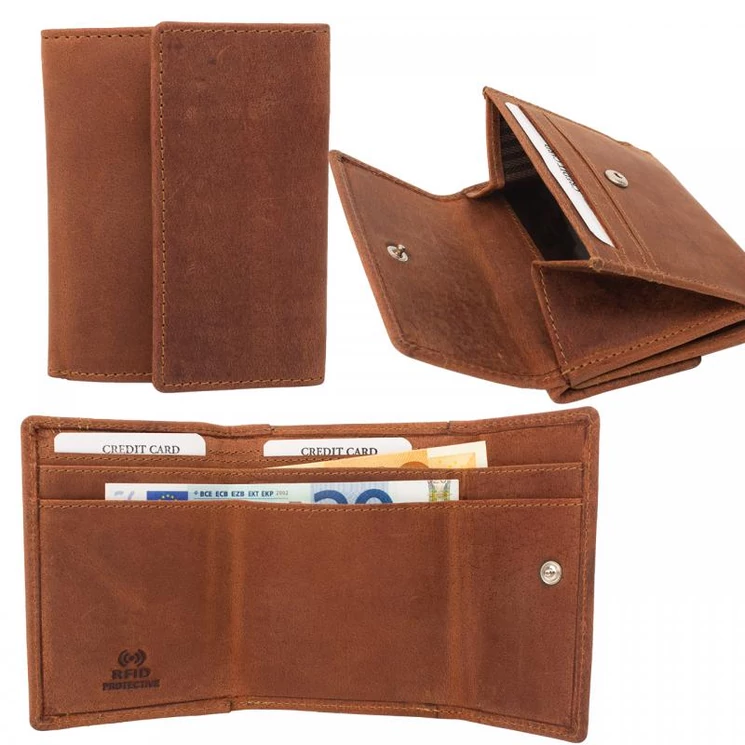 Kisméretű bivalybőr pénztárca RFID védelemmel