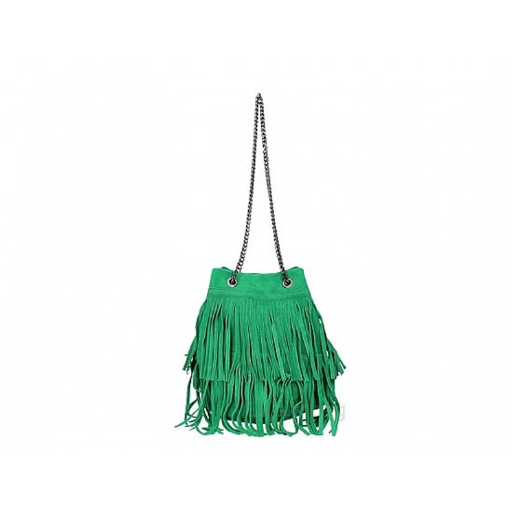 Valódi bőr Rojtos női oldaltáska Zöld színben 