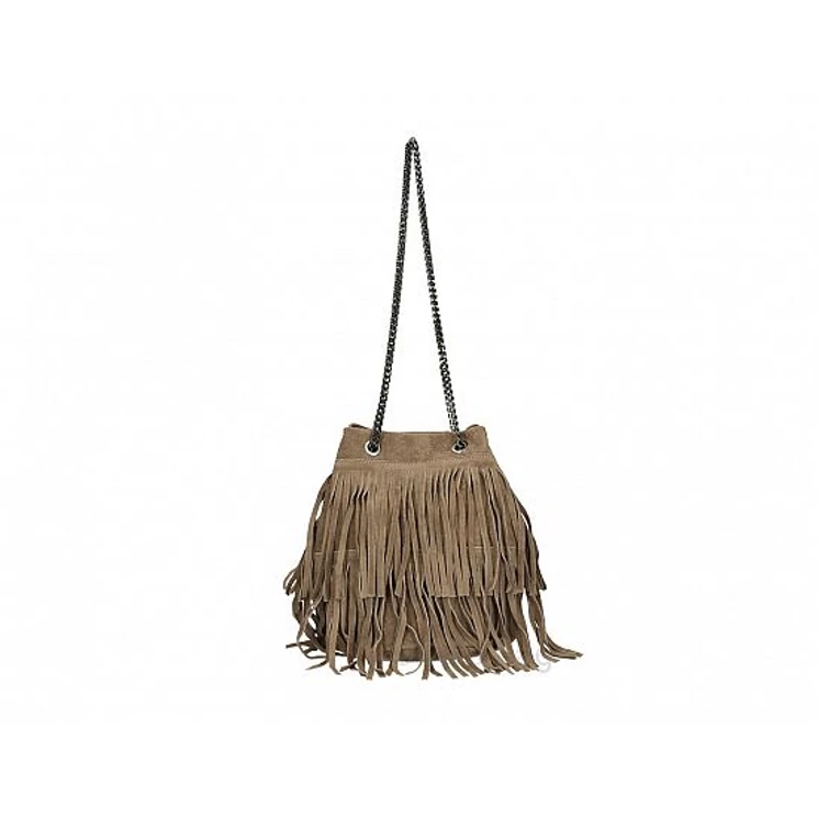 Valódi bőr Rojtos női oldaltáska DarkTaupe színben