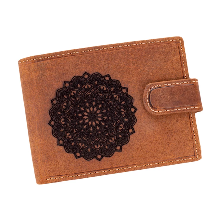 Giulio  pénztárca bőr díszdobozban mandala mintával RFID rendszerrel