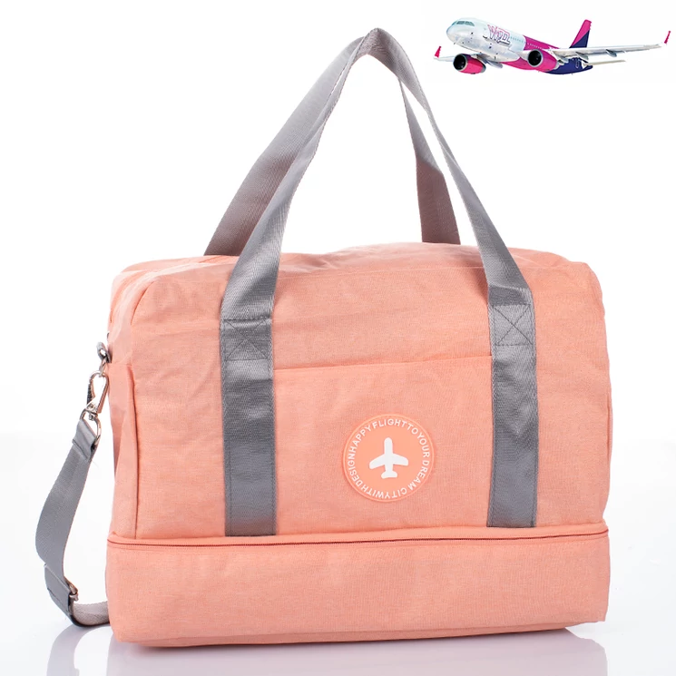 Utazótáska/hátizsák Wizzair méretű fedélzeti táska 40 x 30 x 20 cm lazac színben