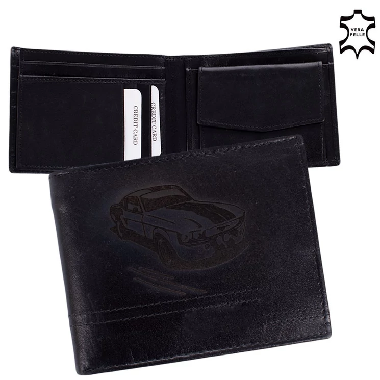 Bőr férfi pénztárca Autós mintával 