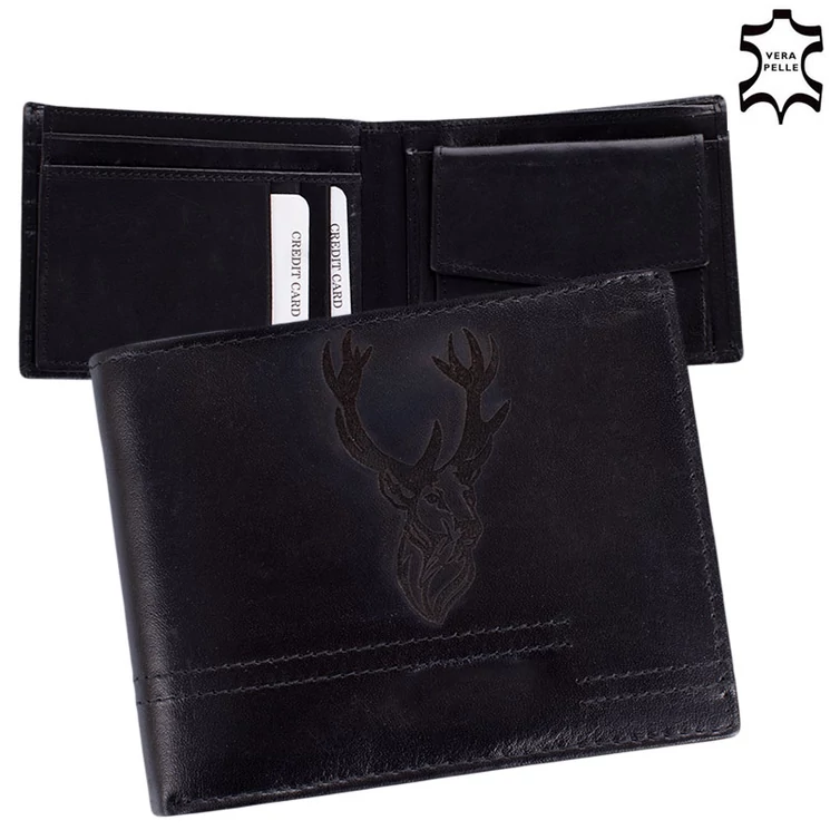Bőr férfi pénztárca Szarvas mintával 