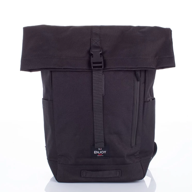 Fekete vászon többzsebes hátizsák