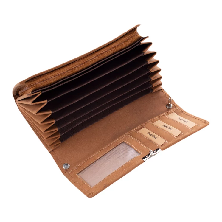 GIULIO NATURALE Valódi bivalybőr brifkó pénztárca világosbarna színben RFID rendszerrel