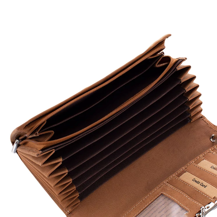 GIULIO NATURALE Valódi bivalybőr brifkó pénztárca világosbarna színben RFID rendszerrel