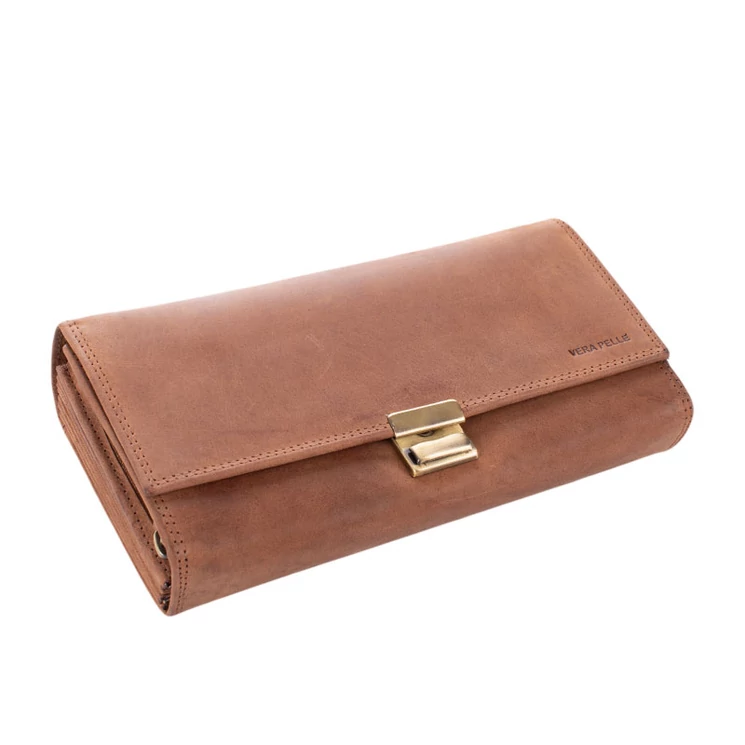 GIULIO NATURALE Valódi bivalybőr pincér pénztárca világosbarna színben 