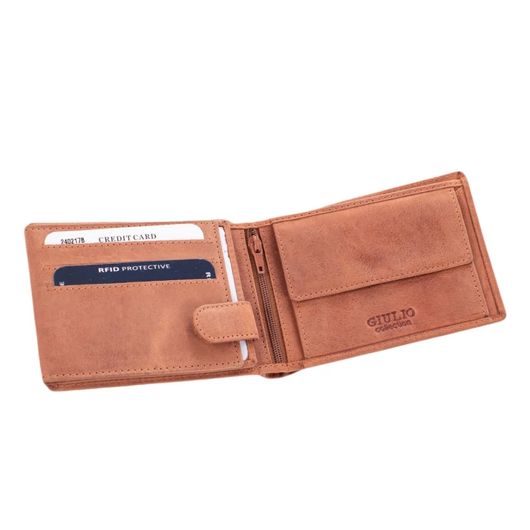 GIULIO valódi bőr férfi pénztárca díszdobozban RFID rendszerrel 