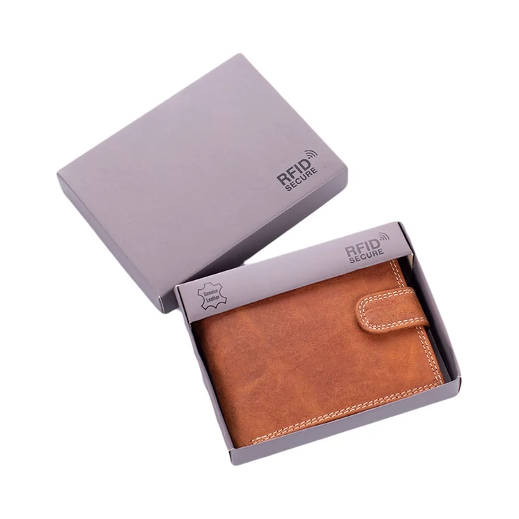 Wild Valódi bőr Pénztárca világosbarna színben RFID védelemmel díszdobozban