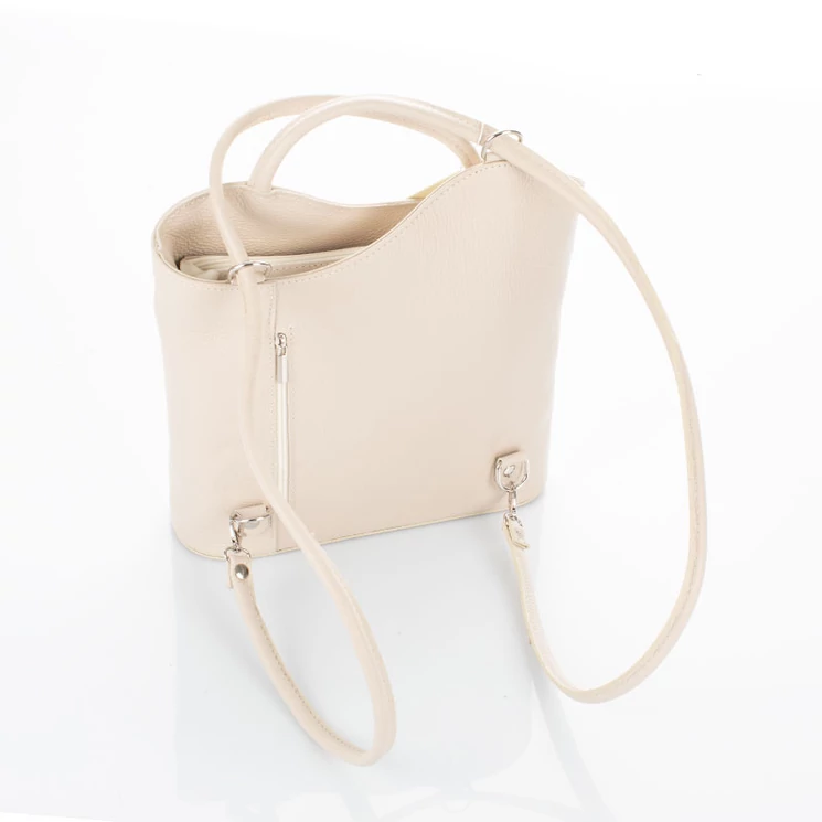 Valódi bőr női válltáska hátitáska bézs színben