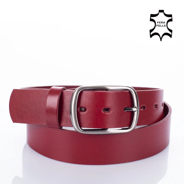 CezMar Valódi bőr női öv 100 cm bordó színben