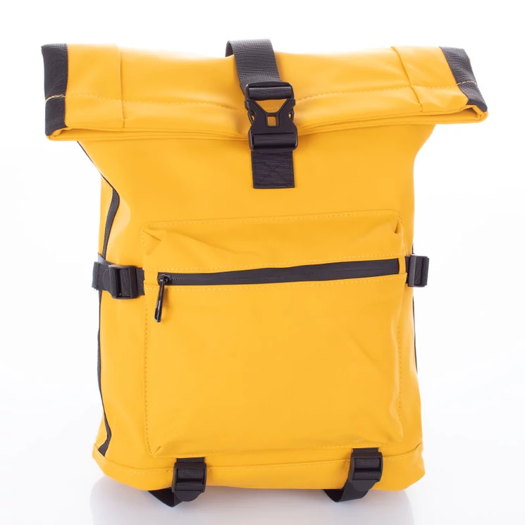 Sárga vízálló többzsebes laptoptartós hátizsák
