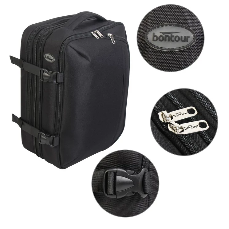 Bontour FlexGo WizzAir méretű fedélzeti 3 funkciós táska/hátizsák fekete
