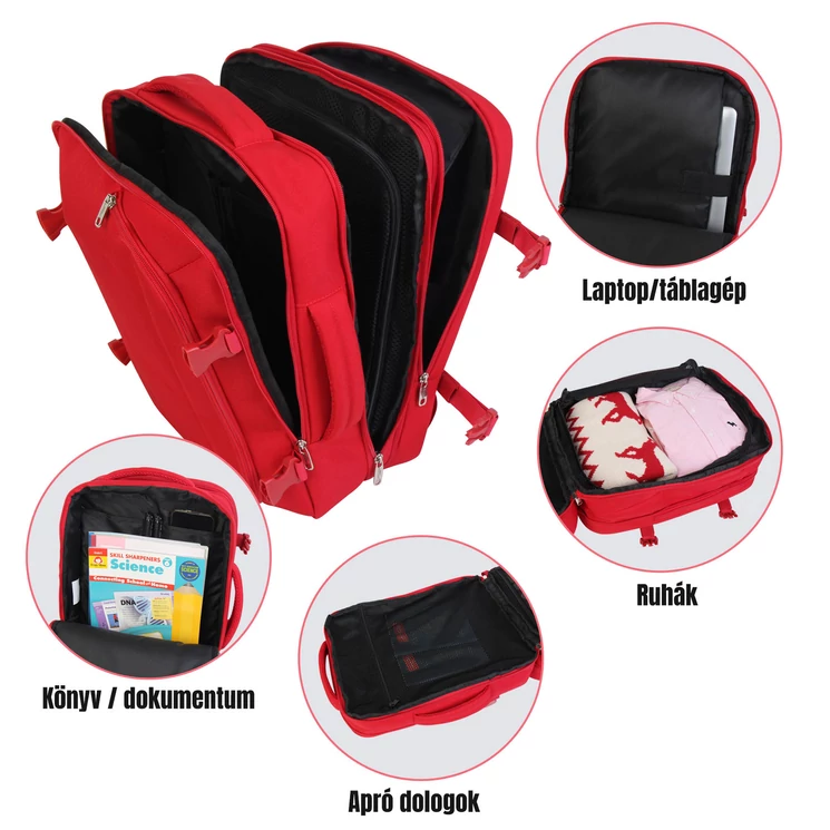 Bontour FlexGo WizzAir méretű fedélzeti 3 funkciós táska piros