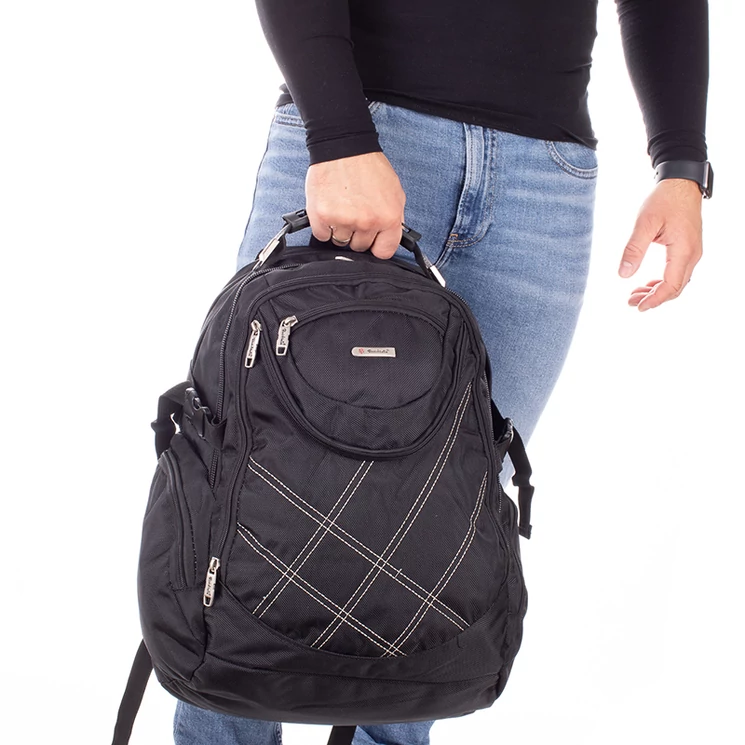 Ultraerős fekete hátizsák fém kézifogóval