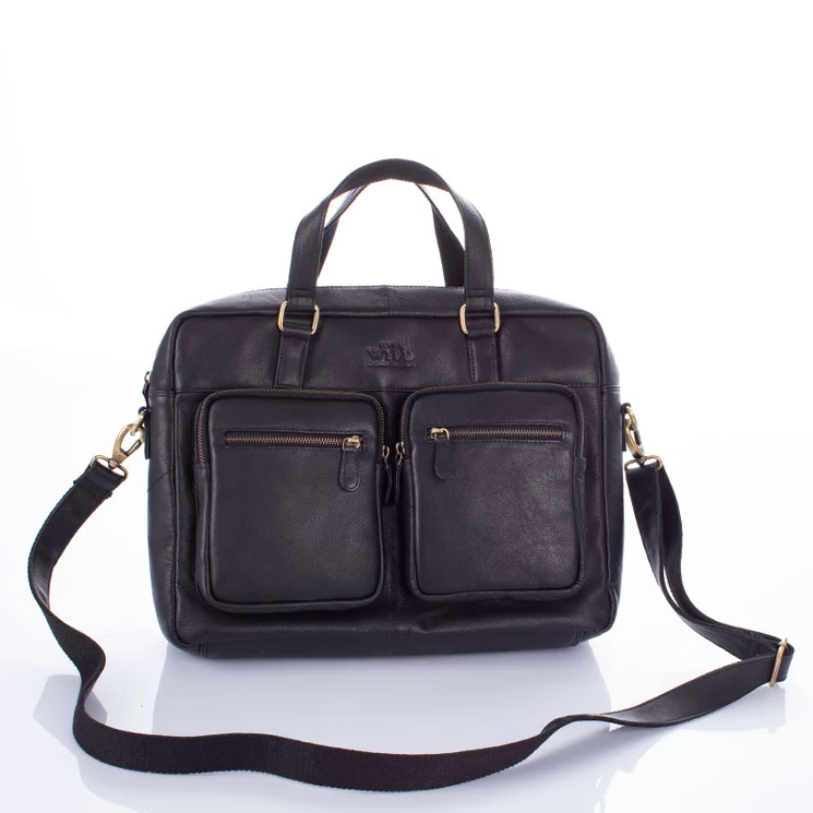 Always wild fekete aktatáska marhabőrből