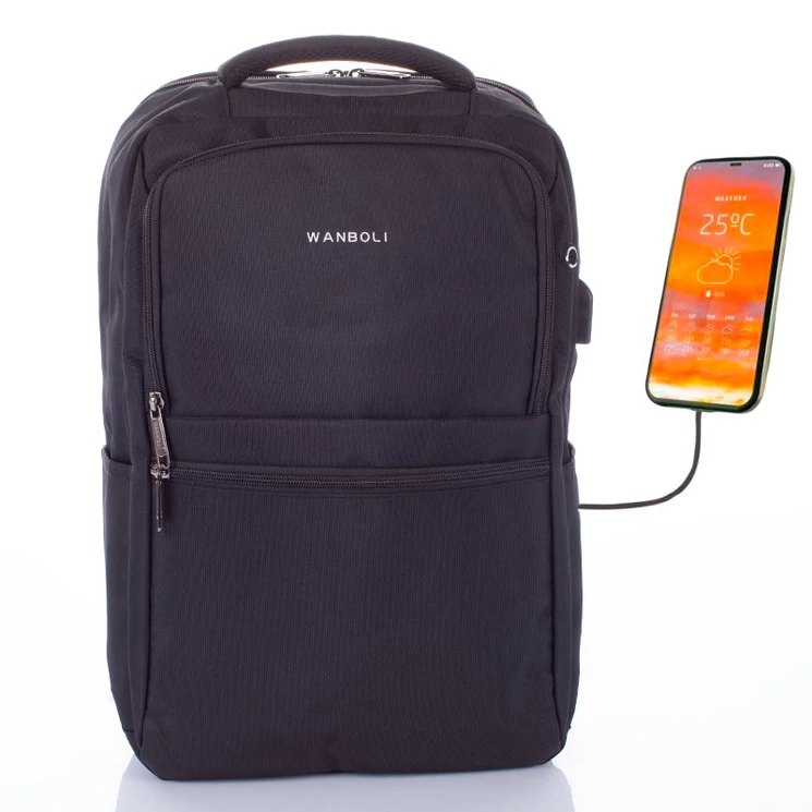 Fedélzeti méretű laptophátizsák  USB csatlakozóval