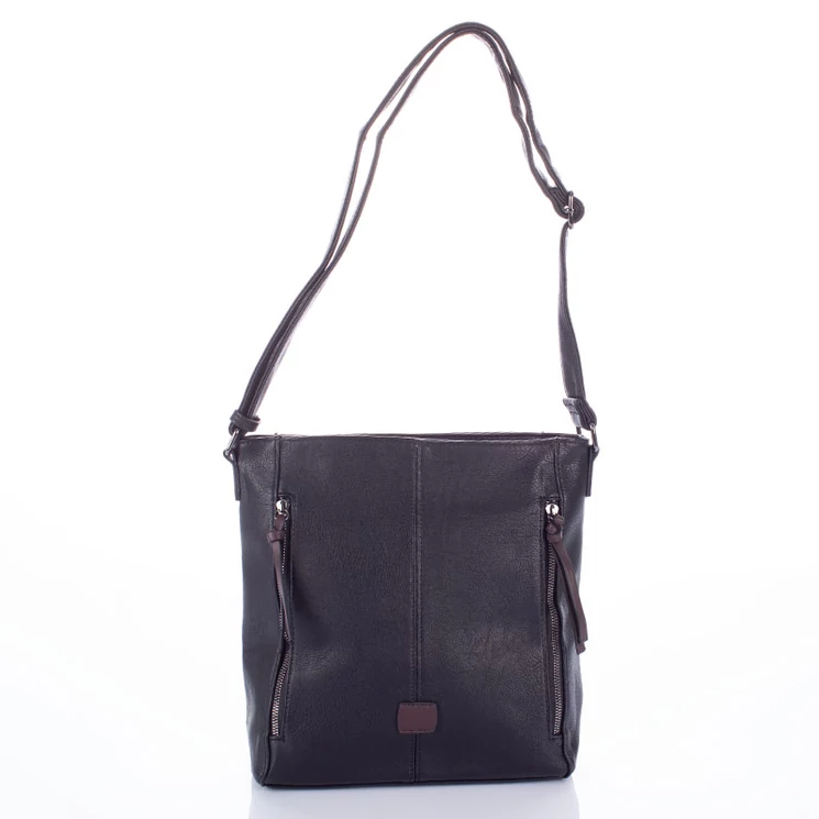 Sokzsebes női oldaltáska fekete színben 