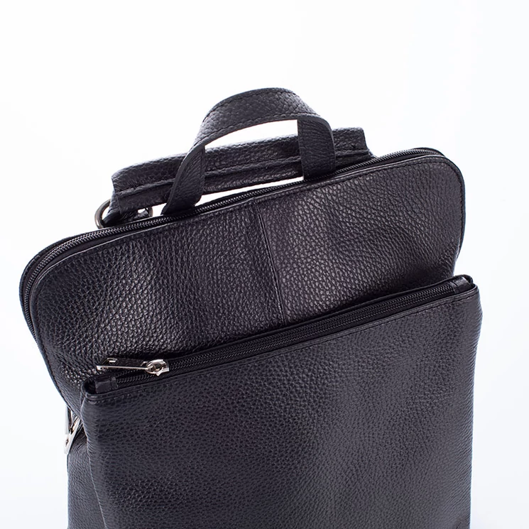 Valódi bőr női hátizsák Ipad tartóval fekete színben