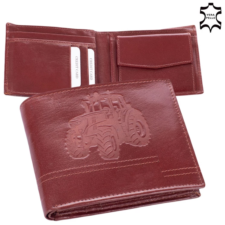 Traktoros bőr férfi pénztárca díszdobozban 