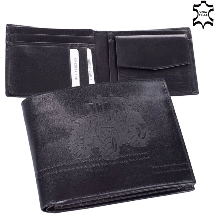 Bőr férfi pénztárca Traktor mintával 