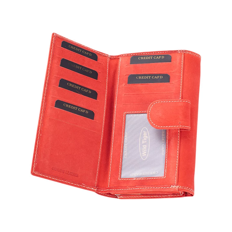 WILD Valódi bőr brifkó pénztárca piros színben