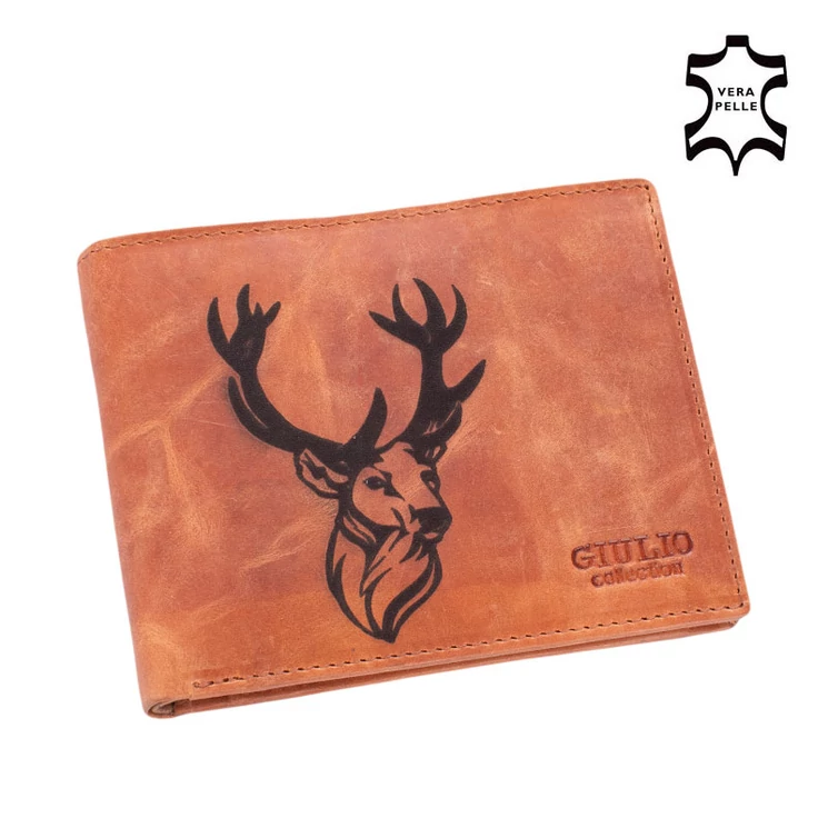 Vadász pénztárca bőr díszdobozban RFID rendszerrel szarvas mintával