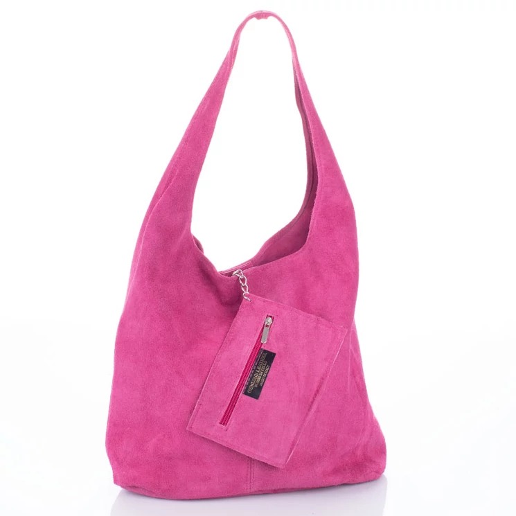 Valódi velúrbőr női táska Fukszia színben