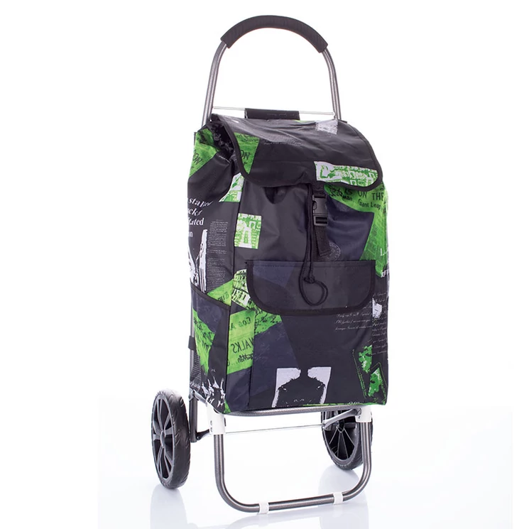 Sokzsebes Gurulós bevásárlókocsi fekete-zöld színben