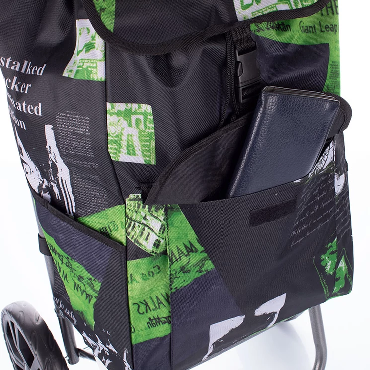 Sokzsebes Gurulós bevásárlókocsi fekete-szürke színben