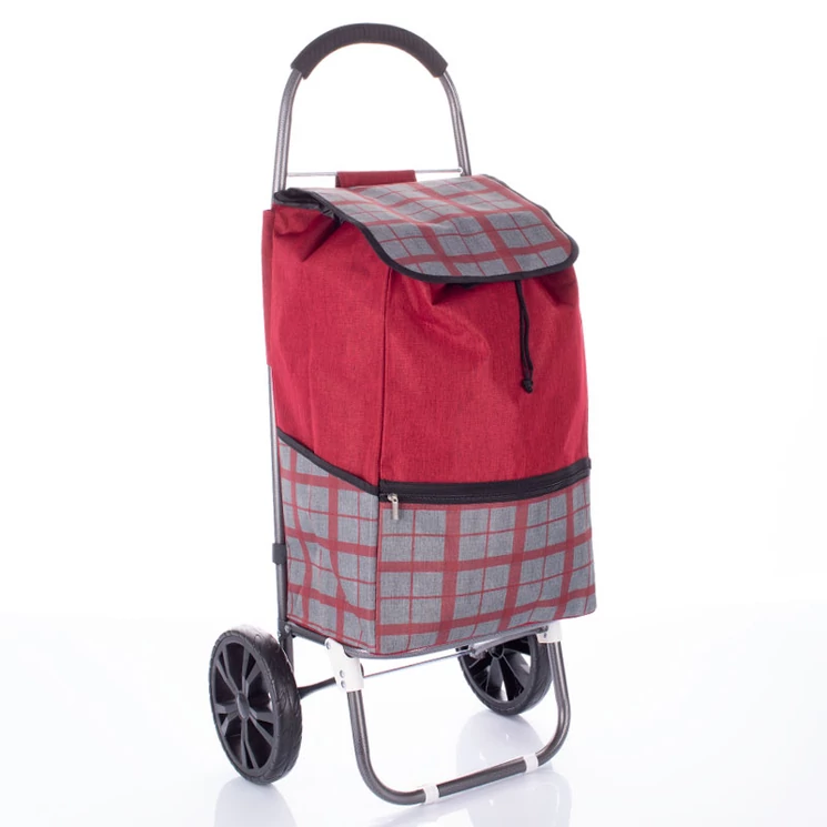 Sokzsebes Gurulós bevásárlókocsi bordó színben