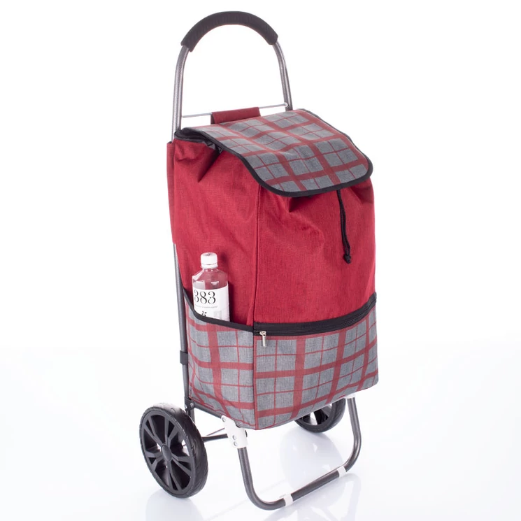 Sokzsebes Gurulós bevásárlókocsi kék kockás 