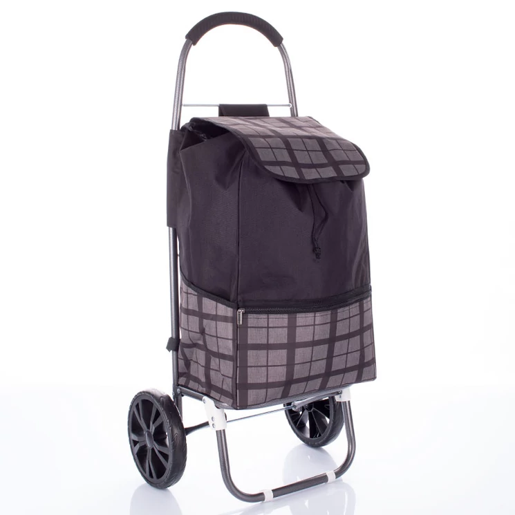 Sokzsebes Gurulós bevásárlókocsi szürke kockás 