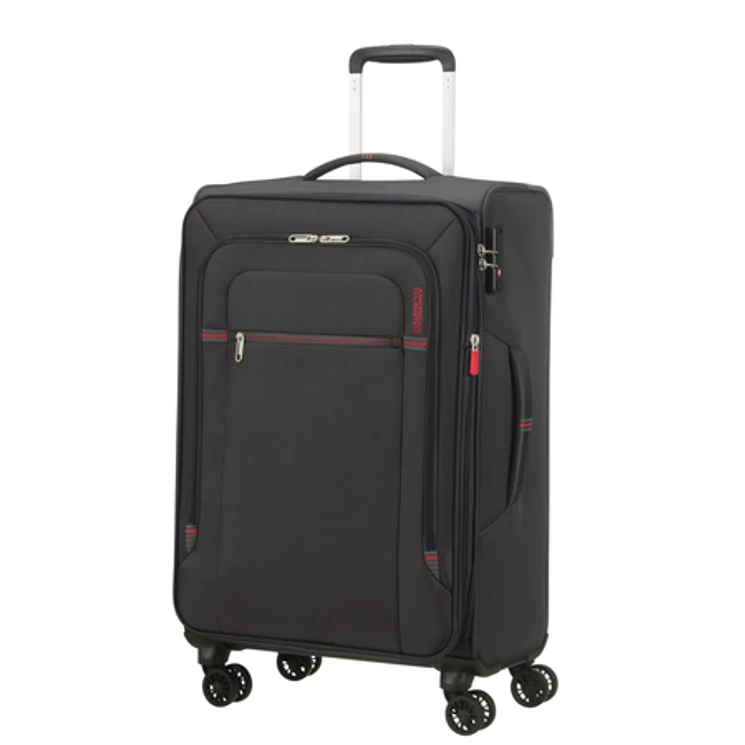 American Tourister Crosstrack Spinner bővíthető bőrönd 67 cm Grey/Red színben