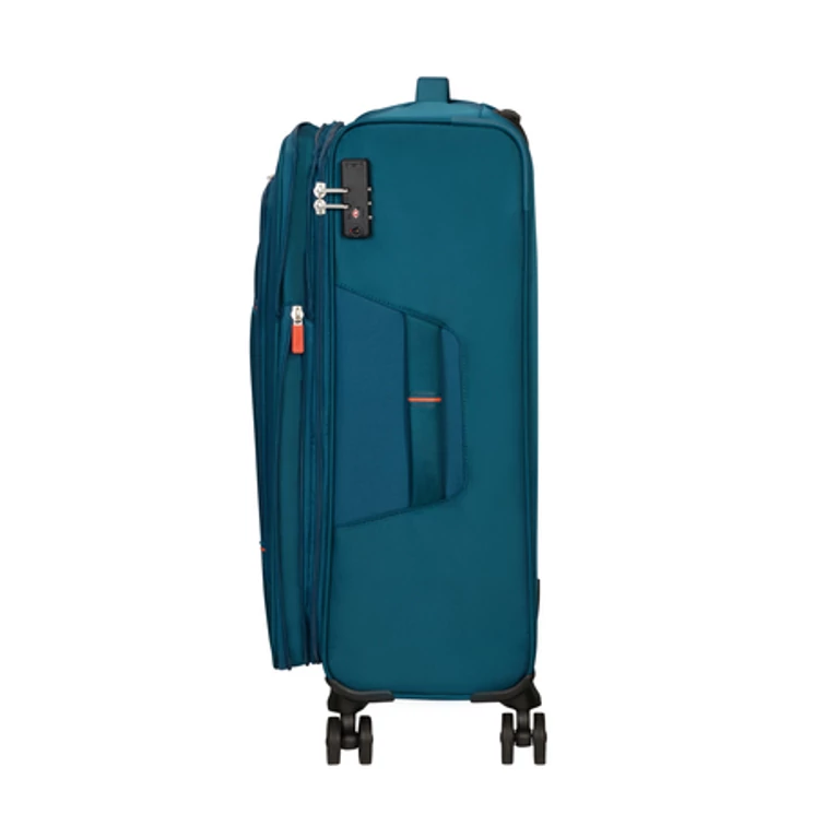 American Tourister Crosstrack Spinner bővíthető bőrönd 67 cm Navy/Orange színben