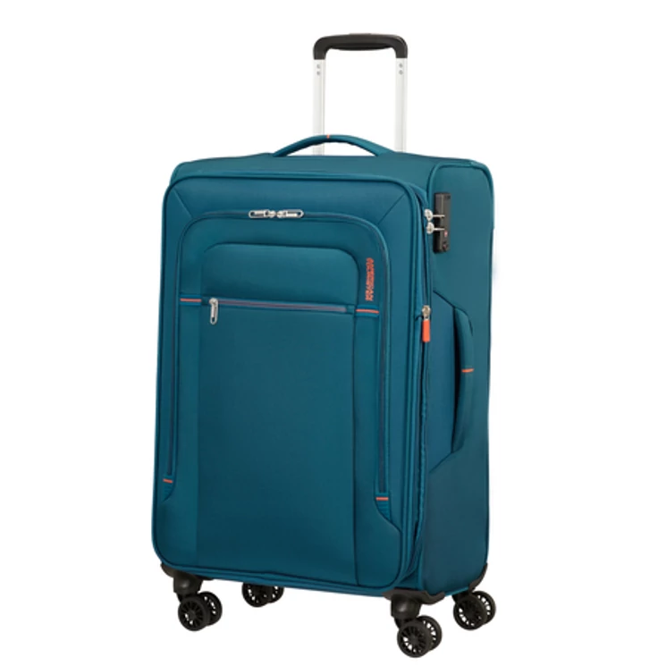 American Tourister Crosstrack Spinner bővíthető bőrönd 67 cm Navy/Orange színben