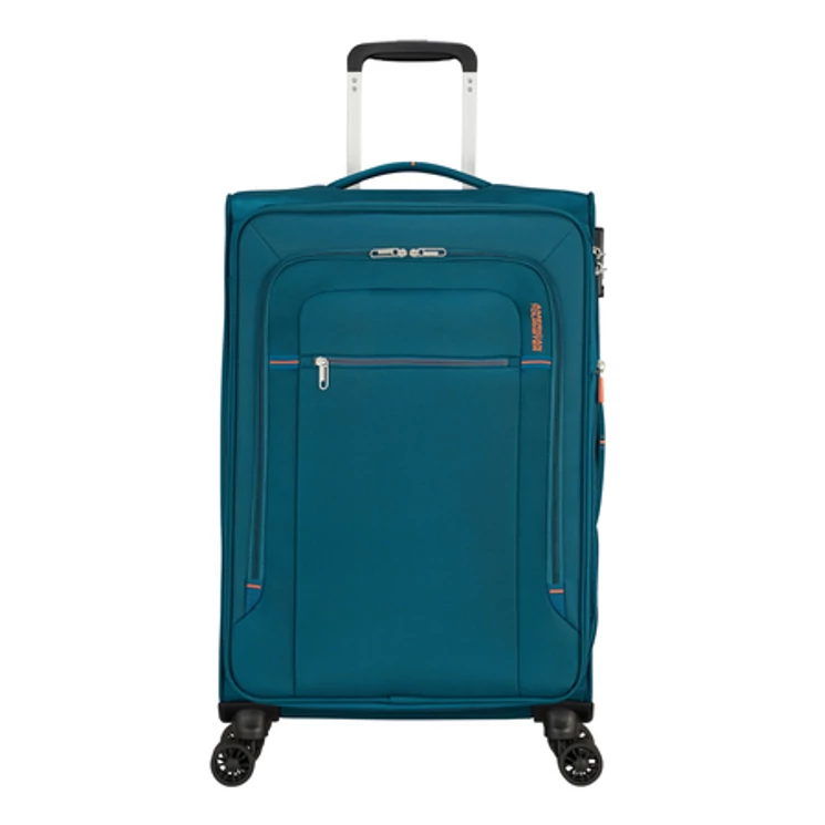 American Tourister Crosstrack Spinner bővíthető bőrönd 67 cm Navy/Orange színben