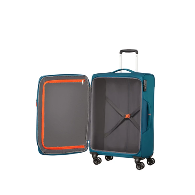 American Tourister Crosstrack Spinner bővíthető bőrönd 67 cm Navy/Orange színben