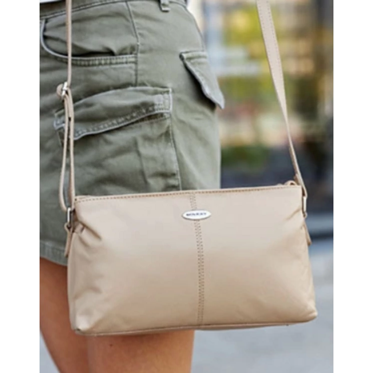 Elegáns Valódi bőr női oldaltáska bézs színben
