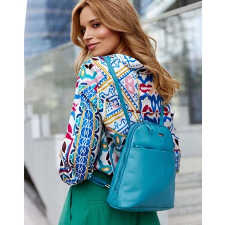  Női valódi bőr Városi  hátizsák türkiz színben